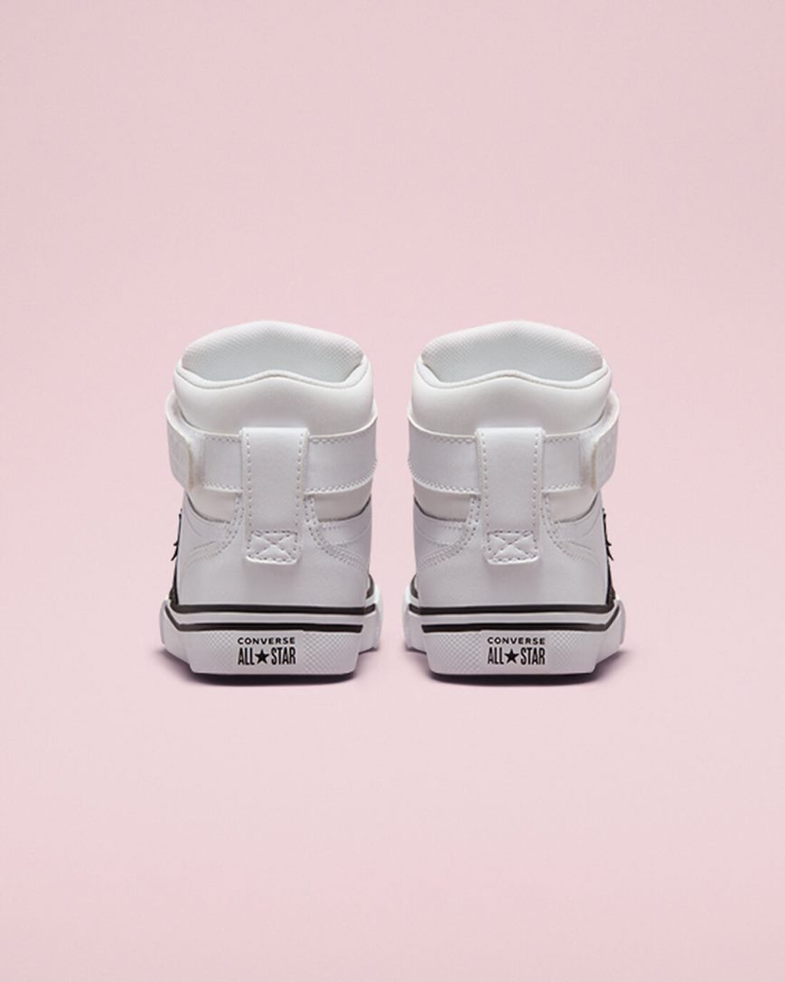 Boys' Converse Pro Blaze Strap Leather High Top Shoes White / Black / White | AU 36408J